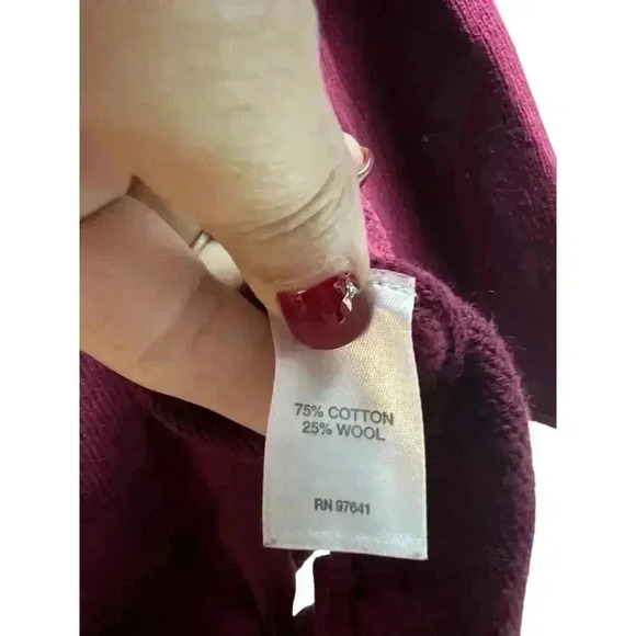 J.Jjill Pure Jill Medium Maroon Cotton/Wool Blend Sweater Front Tie Detail - Picture 7 of 8